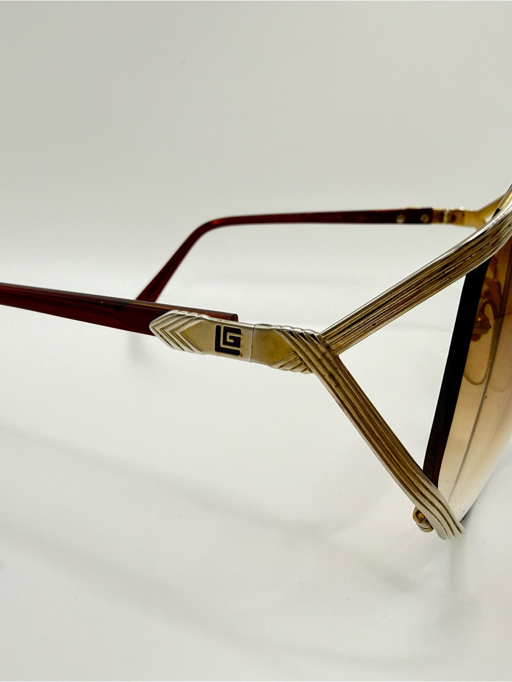 Vintage Guy Laroche Oversized Sunglasses Burgundy Translucent Made in France - Picture 6 of 12